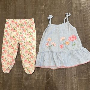 Mud Pie 4T Spring Floral top and legging set